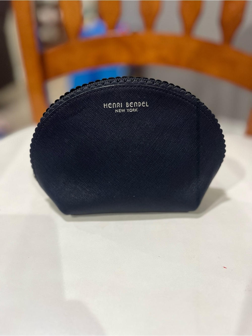 Henri Bendel Navy Scalloped Cosmetic Bag
